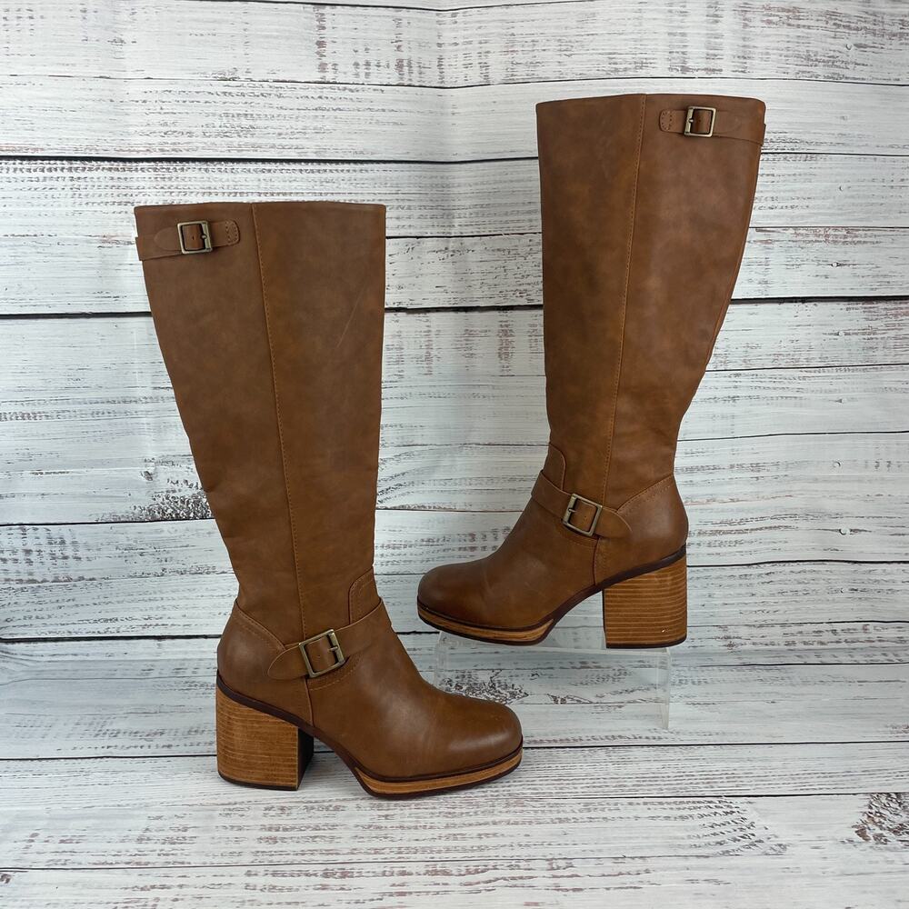 Korks Karalyn Womens Sz 9.5 M Riding Knee High Boots Brown Leather Zip